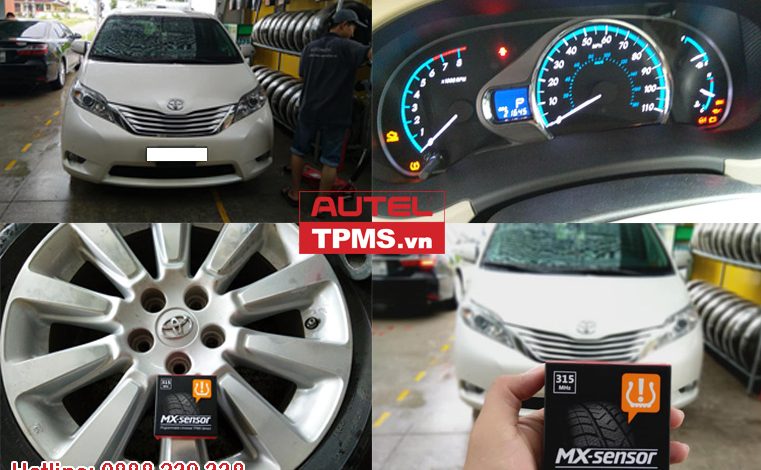 Lắp đặt cảm biến áp suất lốp Toyota Sienna 2013